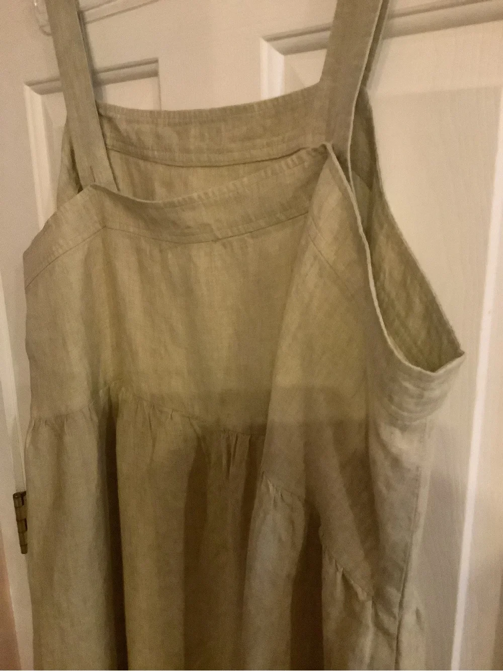 Eileen Fisher Light Beige Tiered Linen Sundress, 2X.